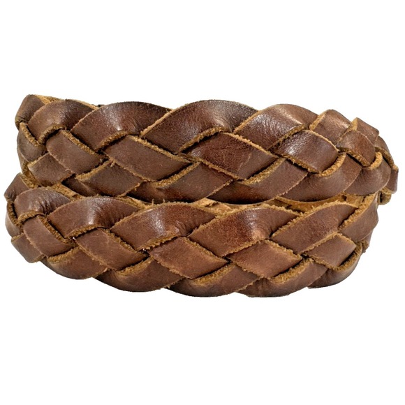 Abercrombie & Fitch Vintage Men's Brown Leather Braided Belt Medium Moose Logo - Picture 5 of 8